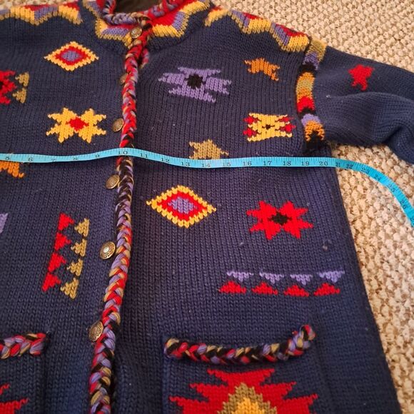 COLDWATER CREEK Heavy Wool Southwest Knit Cardigan Sweater Woman Size Medium - Picture 8 of 12